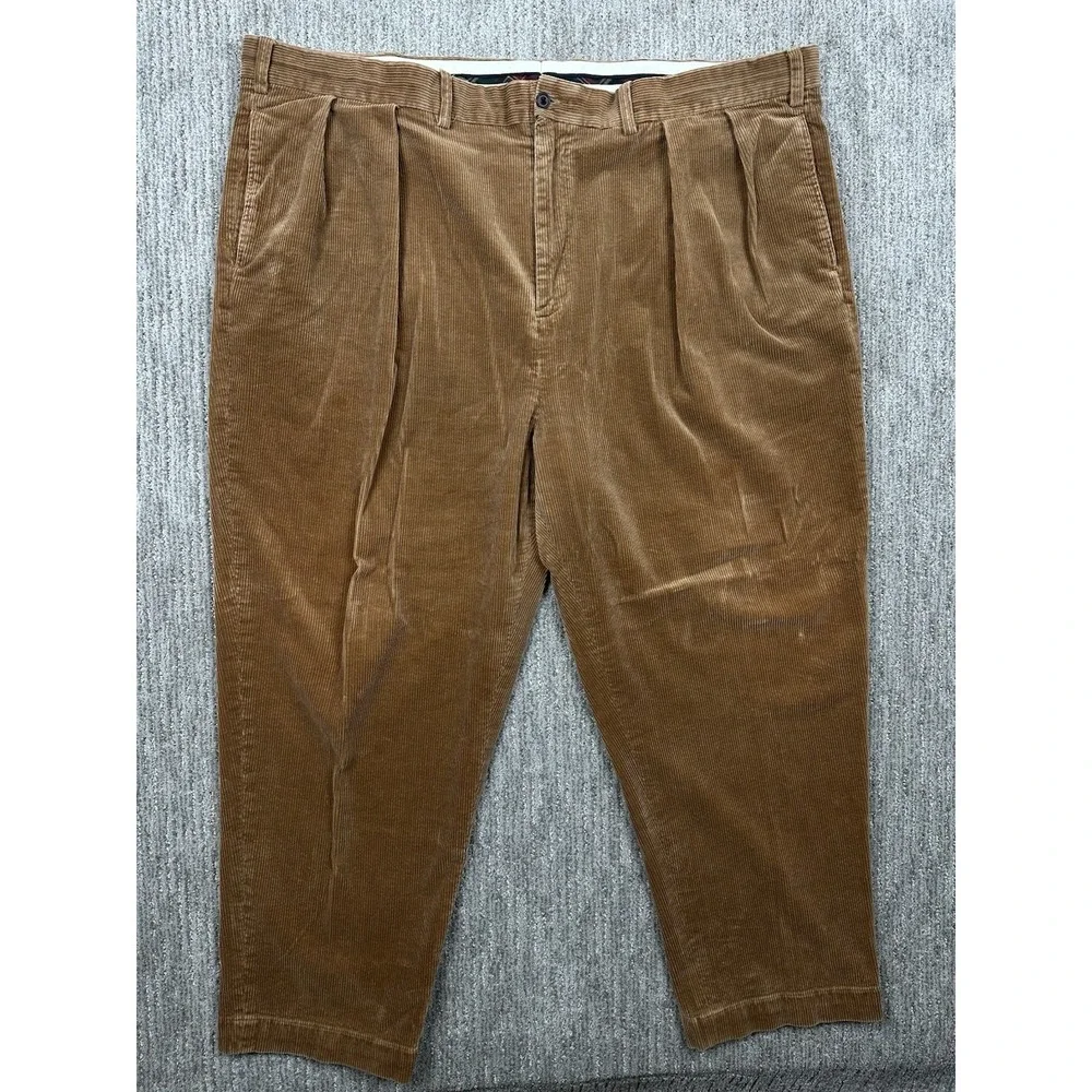 Vtg Polo Ralph Lauren Big Andrew Pants 50Bx30 Brown Corduroy Pleated Classy